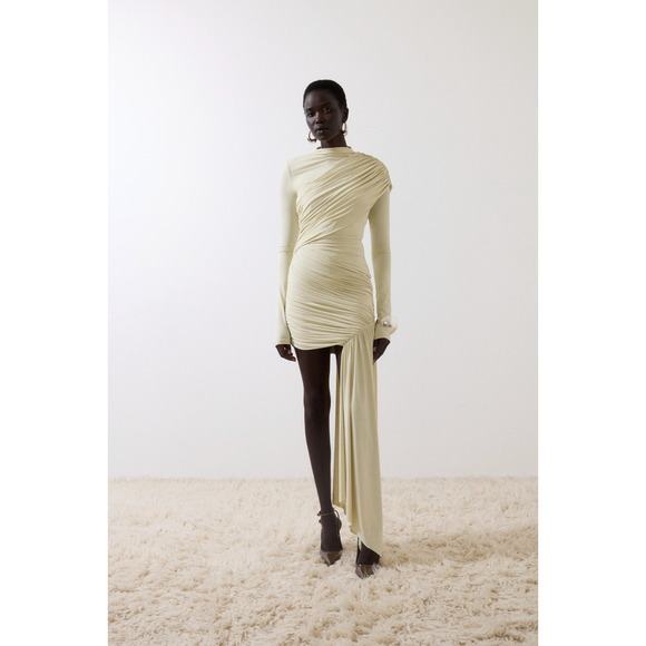 De La Vali RAVEL MINI DRESS IN IVORY SPANDEX JERSEY US 4 - Picture 1 of 8